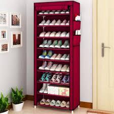 9-Tier Portable Folding Shoe Rack – High Capacity, Dustproof & Easy to Assemble (Red) - KAVE