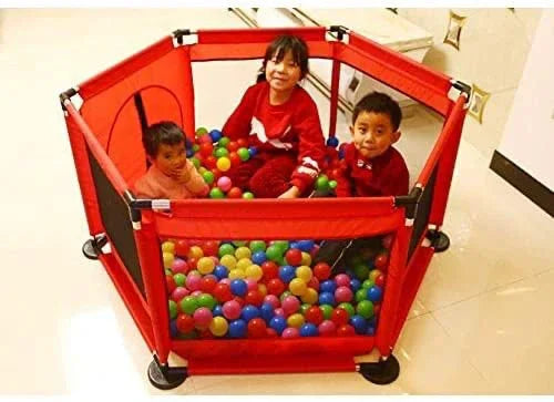 KAVE Foldable Kiddies Play Pen with Ball Pit - Red - KAVE